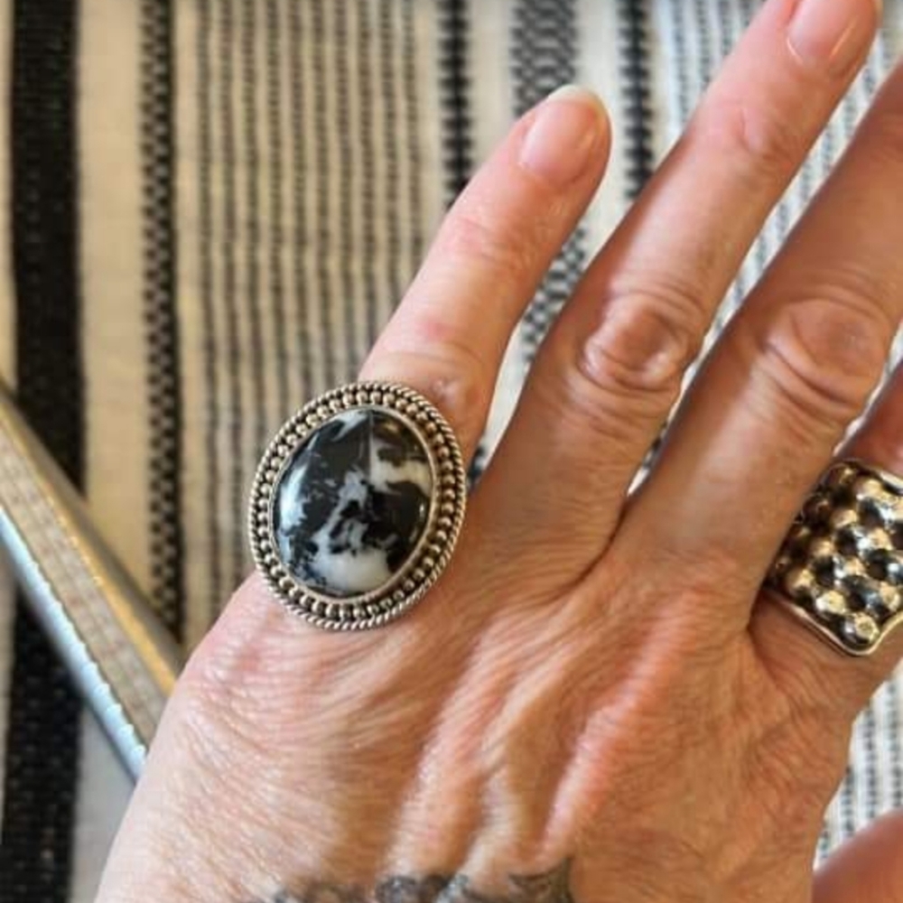 Zebra jasper 925 ring